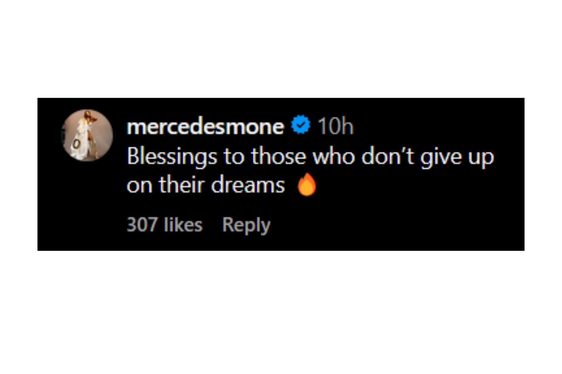 Mercedes Mone commented on The Beast Mortos' Instagram post.